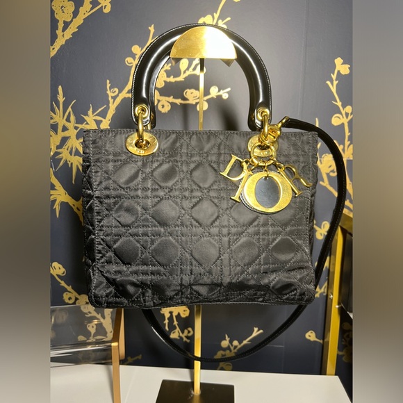 Dior Black Quilted Handbag with Gold Accents - Picture 4 of 16